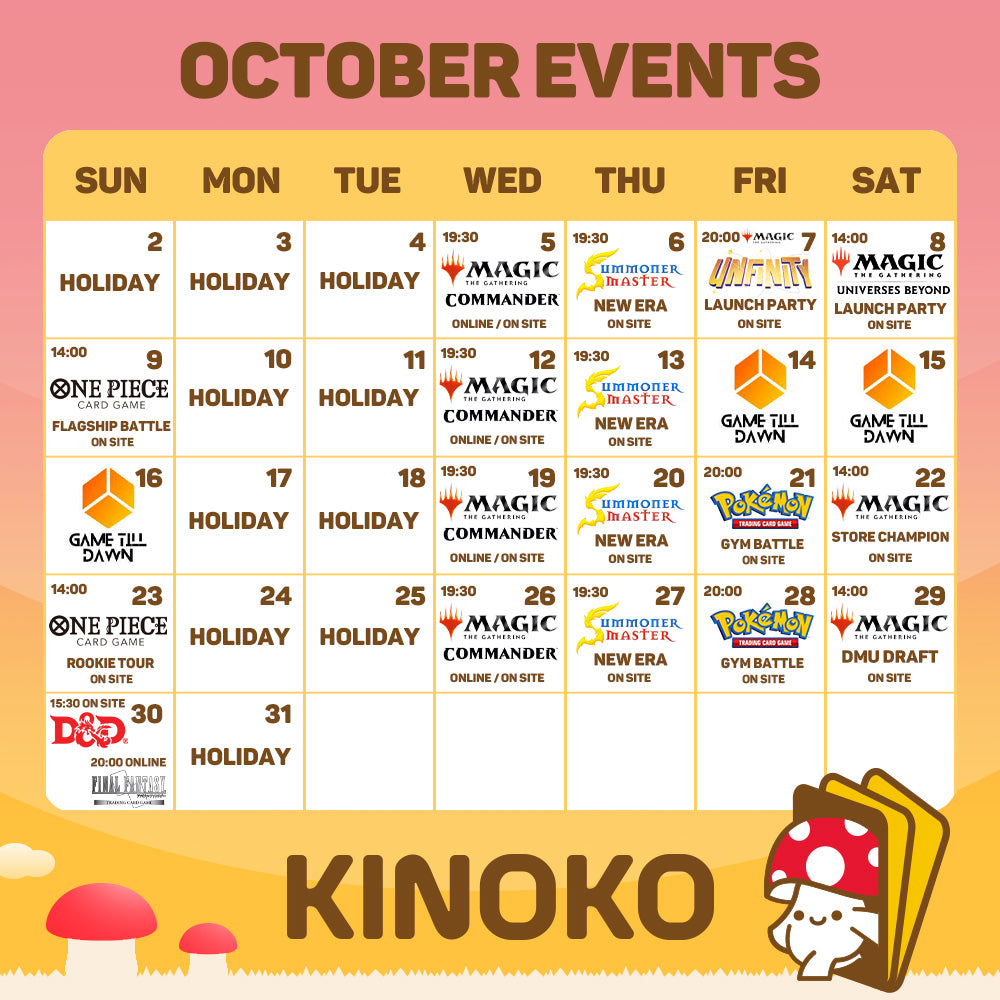 ประกาศกิจกรรมประจำเดือนร้าน Kinoko Card Game Shop