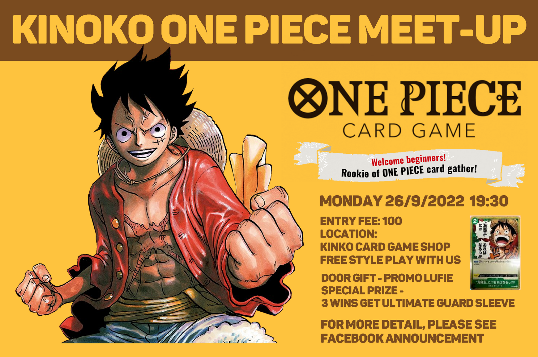 One Piece Meet-Up Monday 26/9/2022 19:30