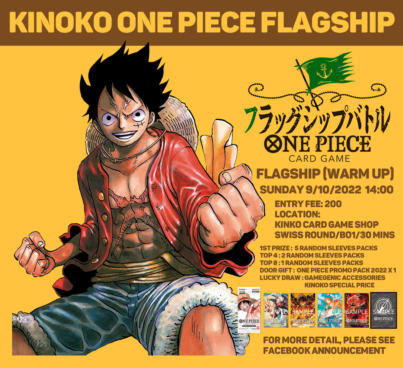 Kinoko One Piece Flagship (Warm Up) Sunday 9/10/2022 14:00