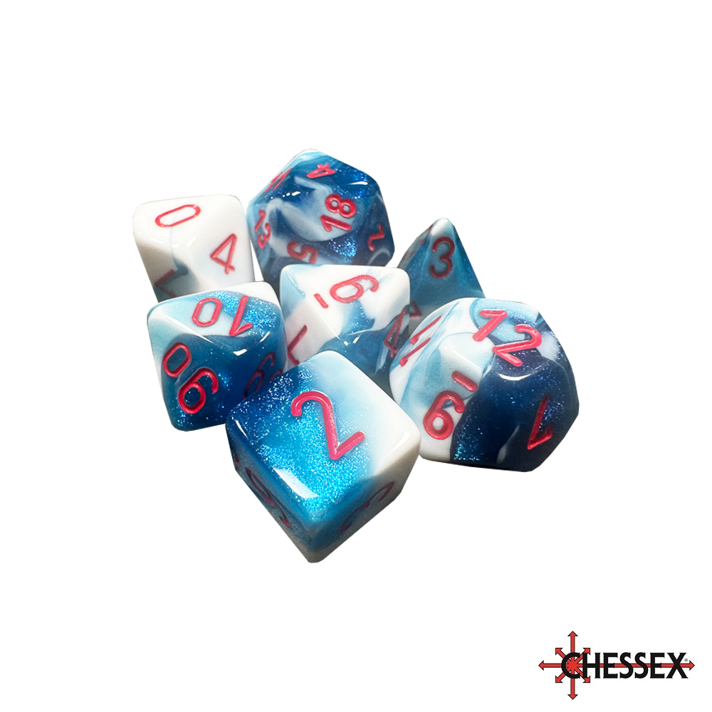 Chessex - 7 - Die Set - Gemini - Astral Blue-White/Red [CHX26457]