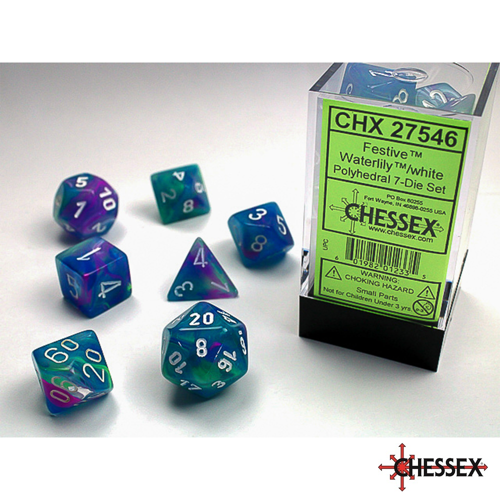 Chessex - 7 - Die Set - Festive - Waterlily/White [CHX27546]