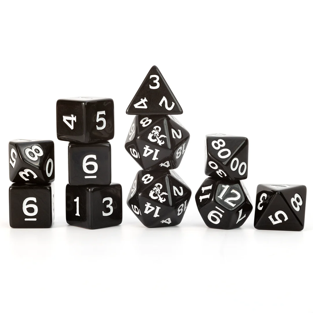 Sirius Dice - Dungeons & Dragons New Adventurer Dice Set - BLACK DICE