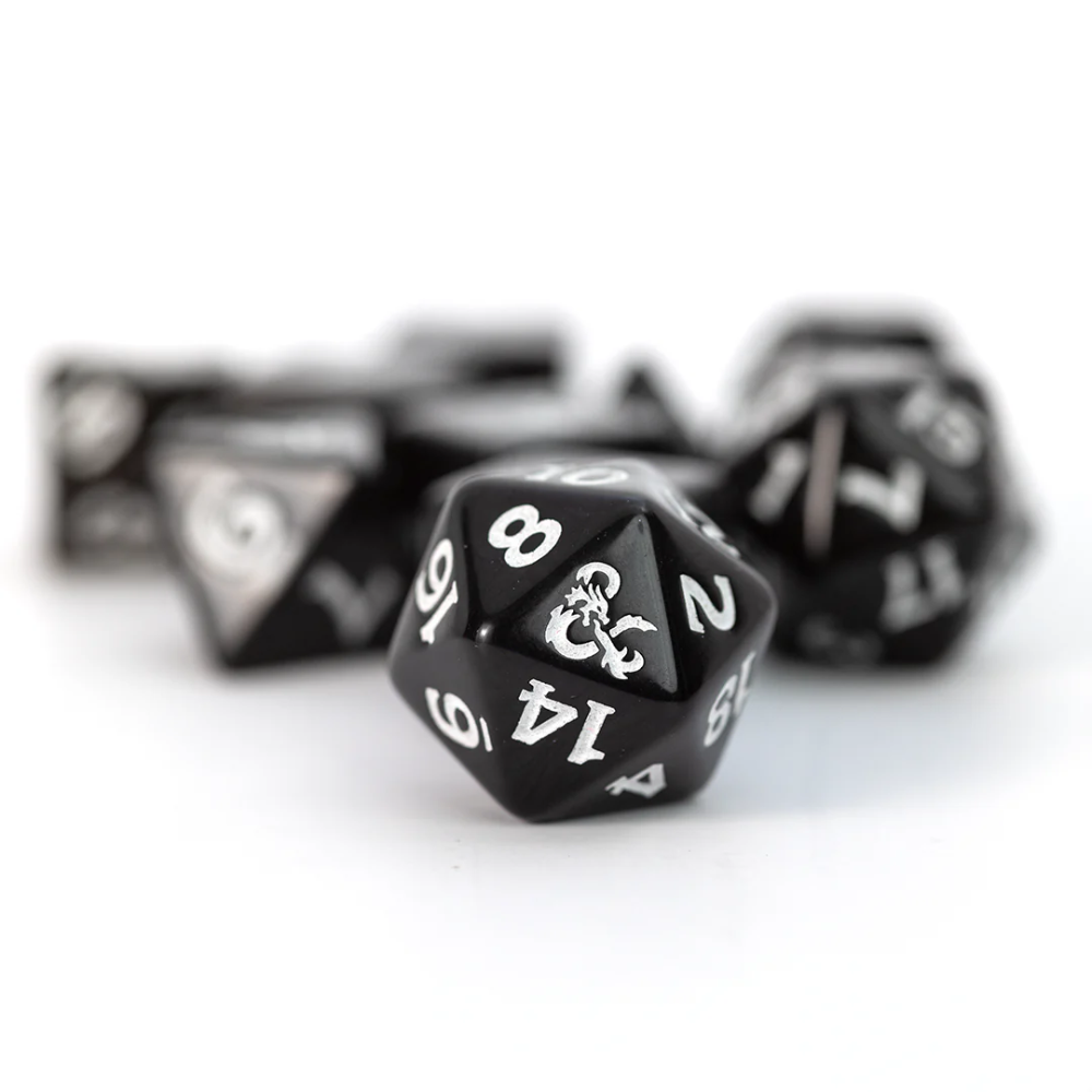 Sirius Dice - Dungeons & Dragons New Adventurer Dice Set - BLACK DICE