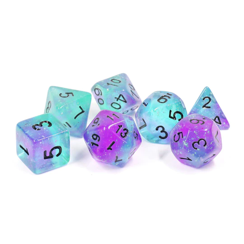 Sirius Dice - Peacock Glowworm Dice Set