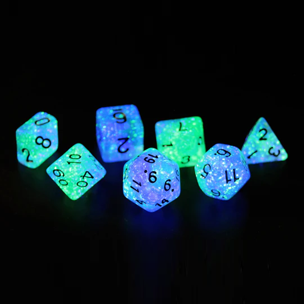 Sirius Dice - Peacock Glowworm Dice Set