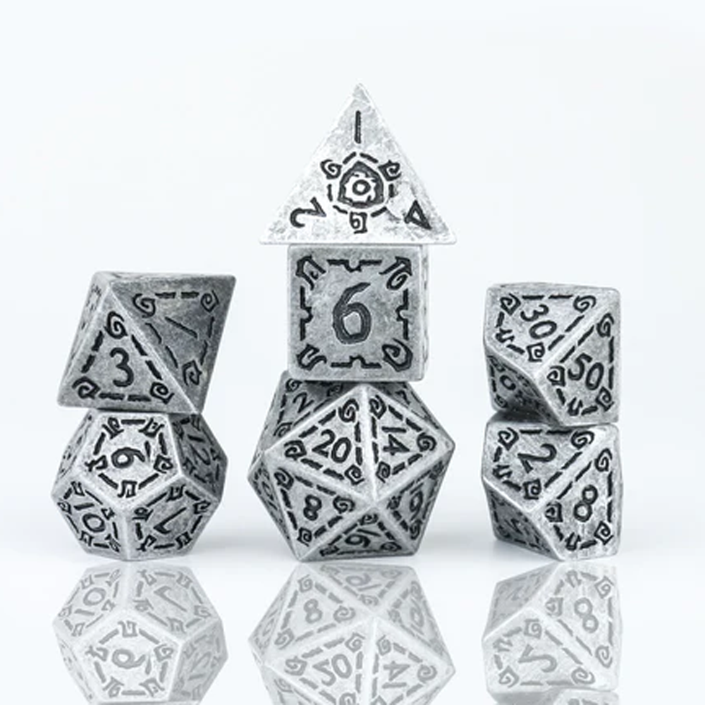 Sirius Dice - Silver Illusory Metal Dice Set