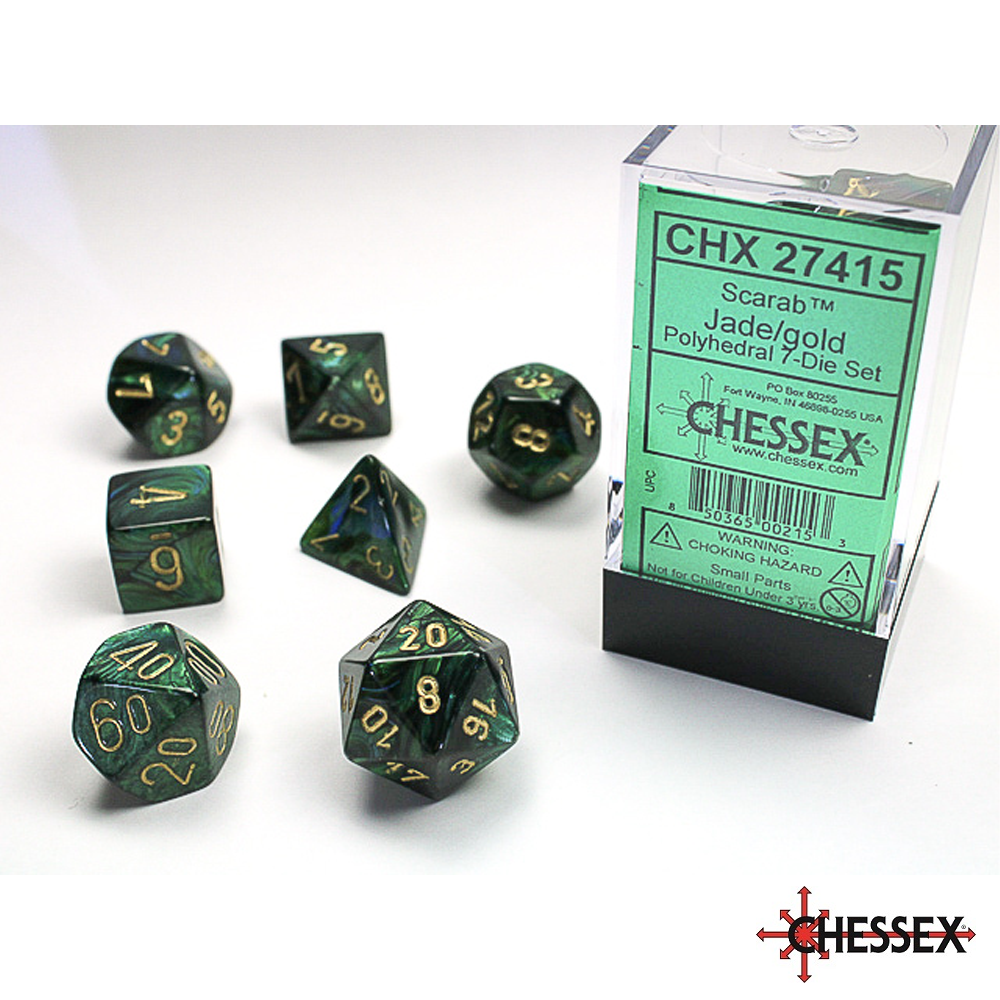 Chessex - 7 - Die Set - Scarab - Jade/Gold [CHX27415]