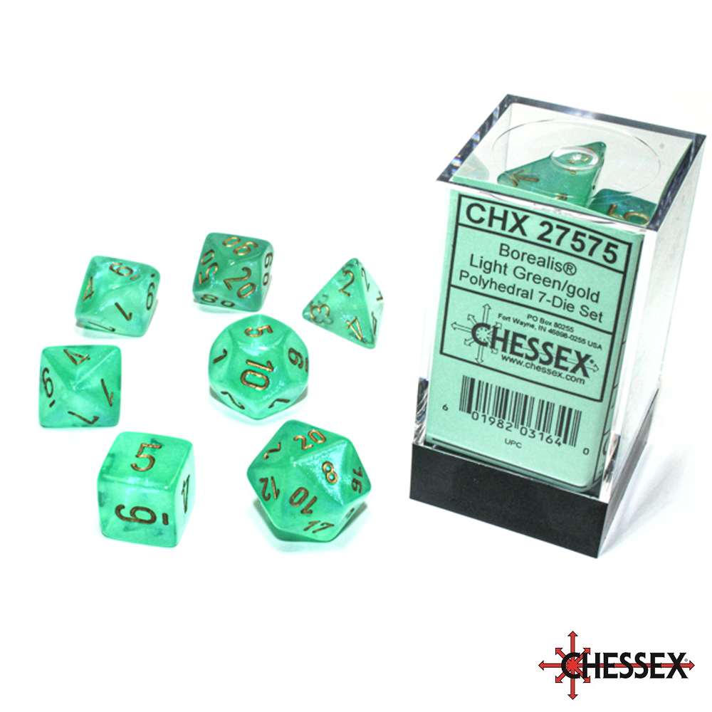 Chessex - 7 - Die Set - Borealis - Light Green/Gold [CHX27575]