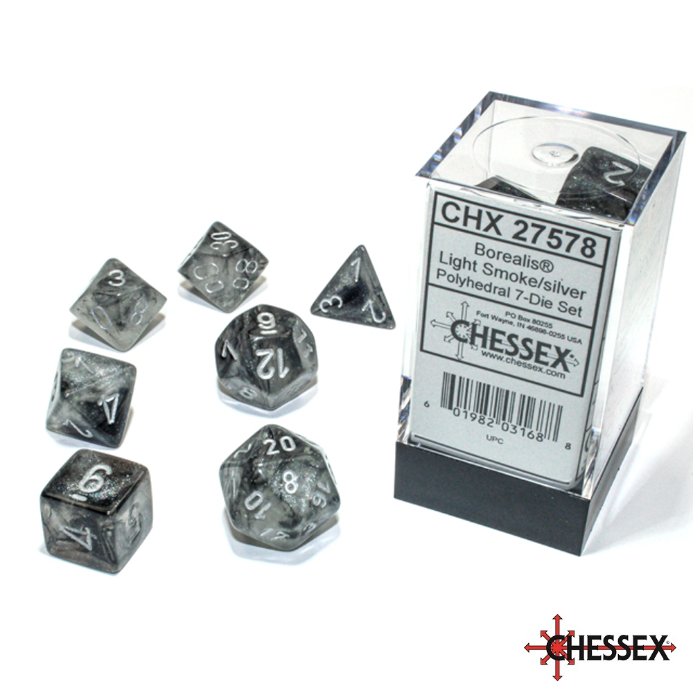 Chessex - 7 - Die Set - Borealis - Light Smoke/Silver [CHX27578]