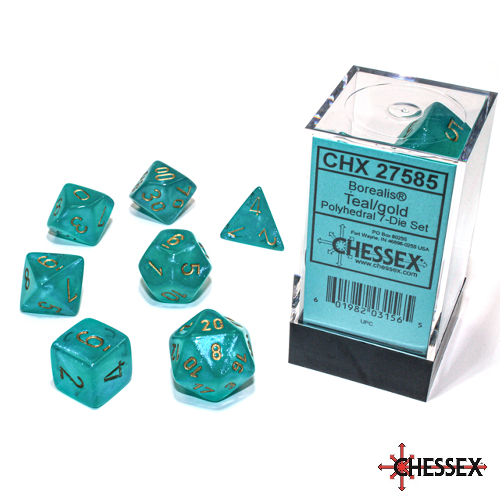 Chessex - 7 - Die Set - Borealis - Teal/Gold [CHX27585]