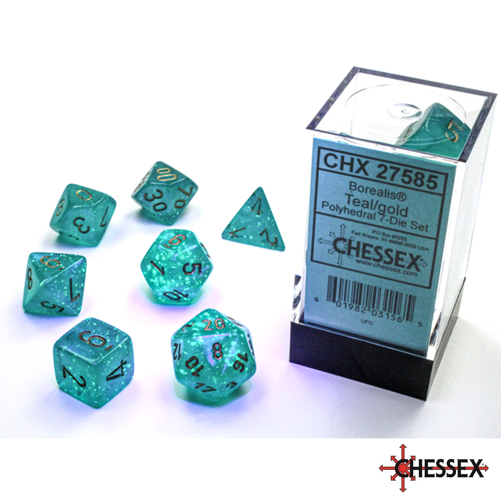 Chessex - 7 - Die Set - Borealis - Teal/Gold [CHX27585]